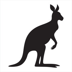 Kangaroo silhouette white background
