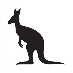 Kangaroo silhouette white background
