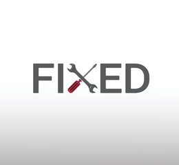 fixed slogan wrench and screwdriver creative logo vector icon symbol 