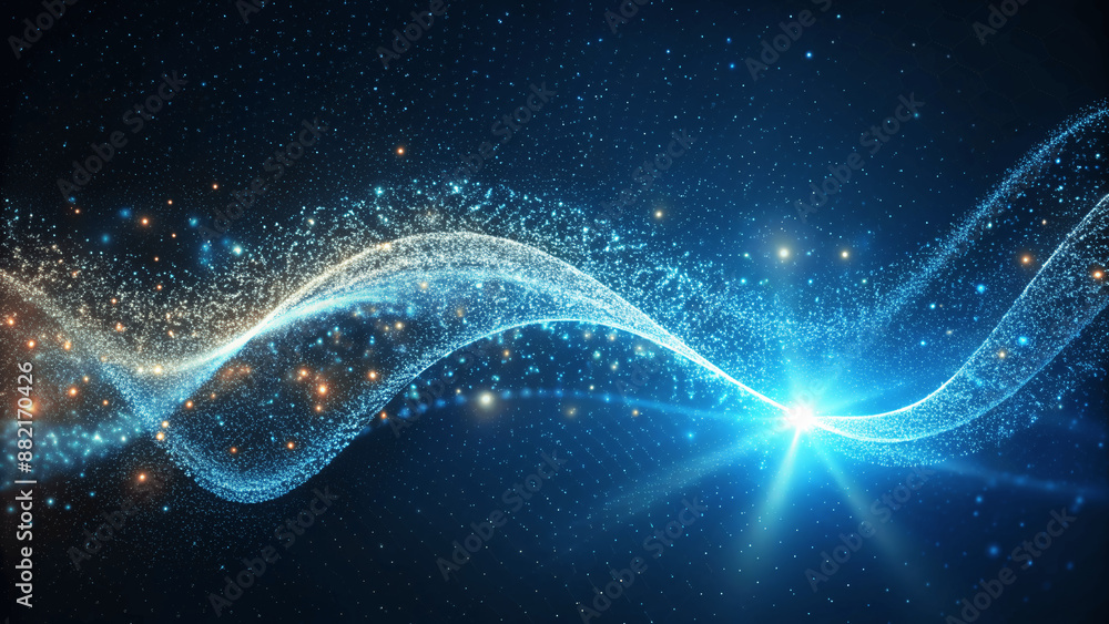 Wall mural digital particles wave and light abstract background