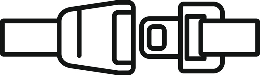 Simple icon of a seat belt being fastened, emphasizing the importance of car safety