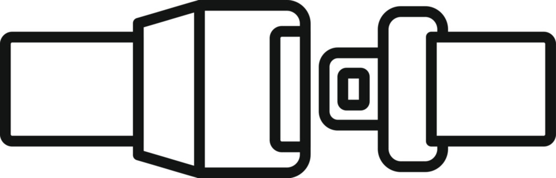 recommend clip art: Line drawing of a fastened car seat belt buckle emphasizing the importance of car safety