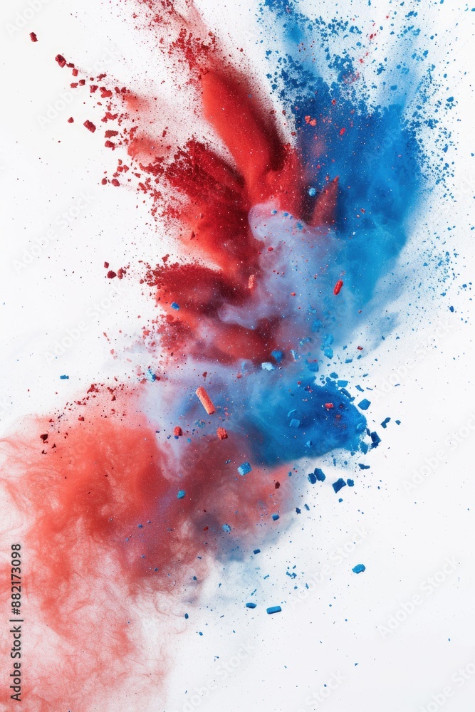 Poster a burst of colorful smoke in mid-air, perfect for capturing attention or adding drama to your compos