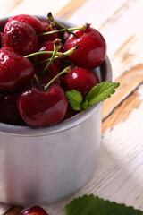 organic cherry jam and fresh berries