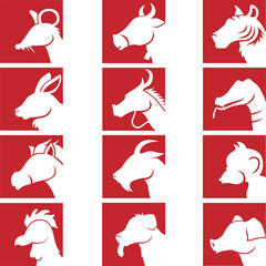 Chinese zodiac animal icons
