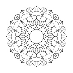 Simple mirror pattern mandala design coloring book page for kids