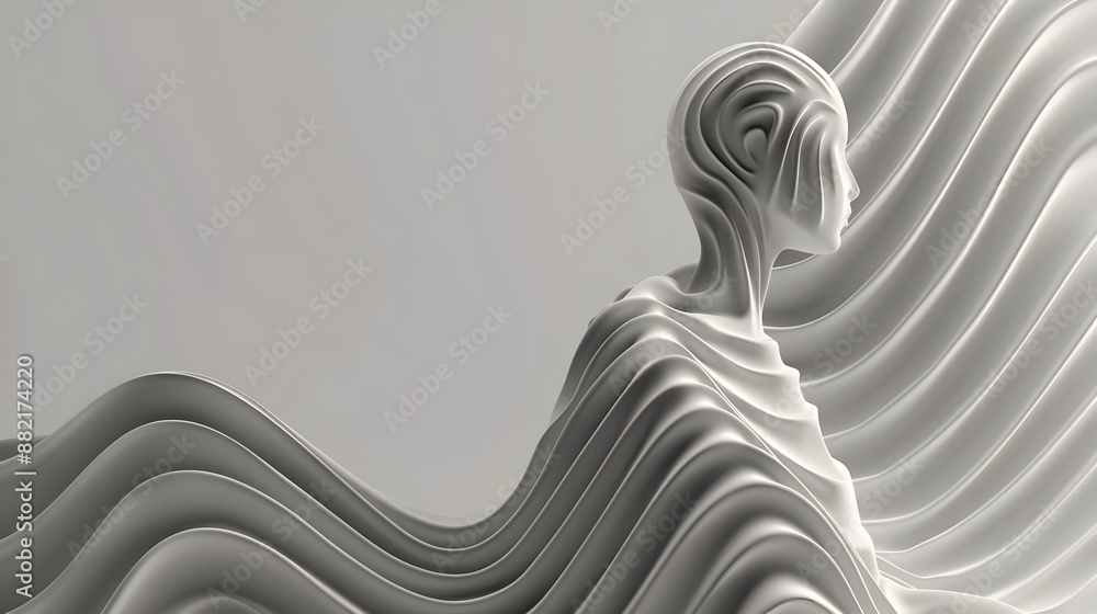 Aufkleber captivating abstract sculpture with fluid waves and smooth curves in minimalist design