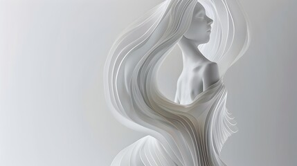 Fototapeta premium Flowing Feminine Figure in Ethereal Silhouette Capturing Movement and Emotion
