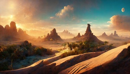 Naklejka premium sunset in the desert