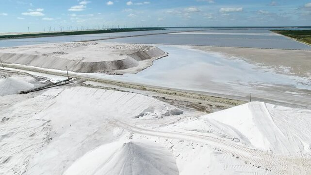 Aerial view of sea salt extraction area - Galinhos, Rio Grande do Norte, Brazil