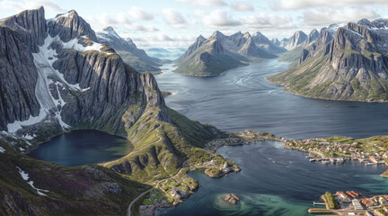 Obraz premium Landscape of stunning mountains and rivers in perfect nature