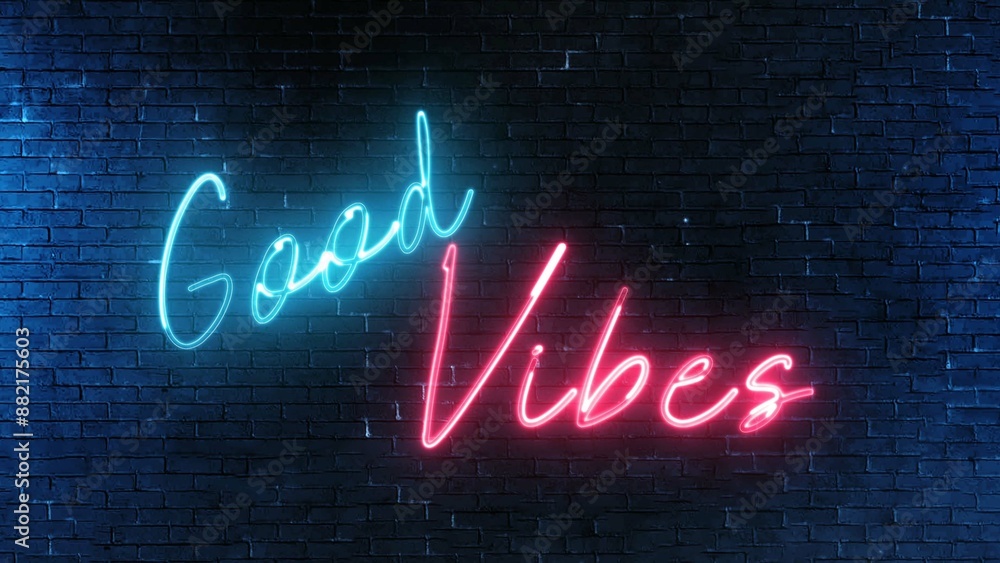 Aufkleber good vibes text font with light. luminous and shimmering haze inside the letters of the text good vi