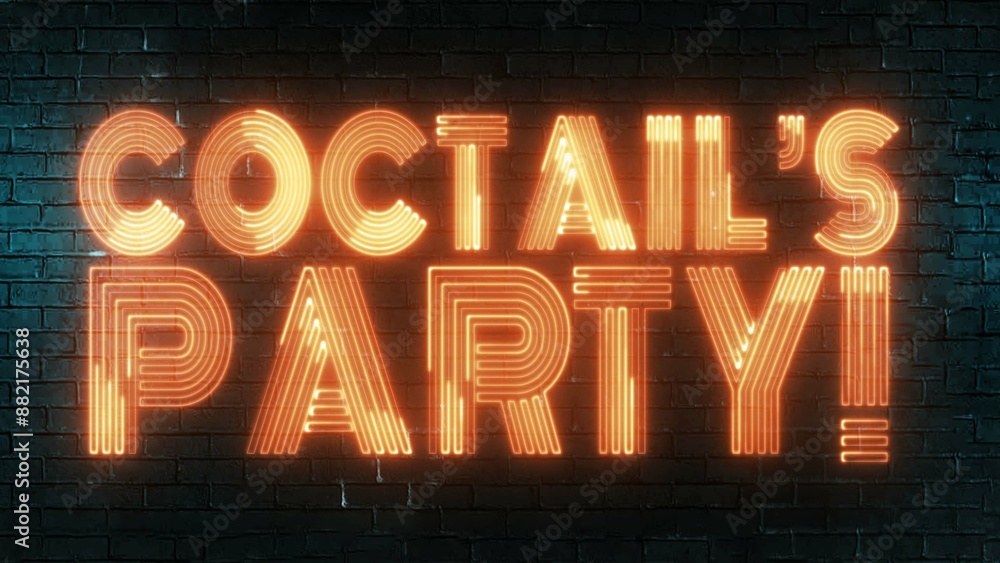 Aufkleber cocktail's party text font with light. luminous and shimmering haze inside the letters of the text c