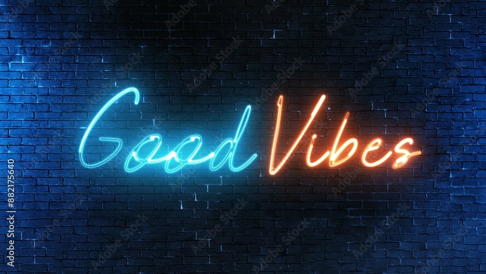 Aufkleber good vibes text font with light. luminous and shimmering haze inside the letters of the text good vi