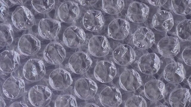 Bubble wrap rotate clockwise. Top view plastic bubbles close-up