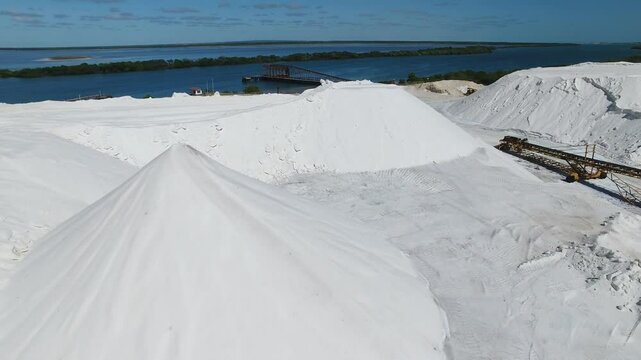 Aerial view of sea salt extraction area - Galinhos, Rio Grande do Norte, Brazil