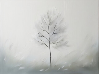 Obraz premium A single tree in the mist.