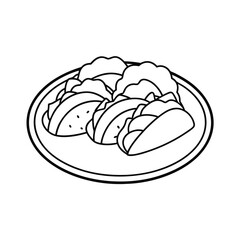 Mexican food coloring pages. Hand drawn illustration isolated on white background