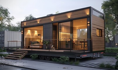 Stylish tiny house with efficient design.