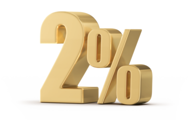 2 Percent Off Sale Gold Number 3D