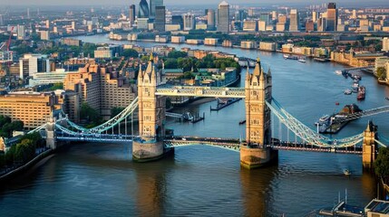 Fototapeta premium Aerial panoramic cityscape view of London and the River Thames, England, United Kingdom