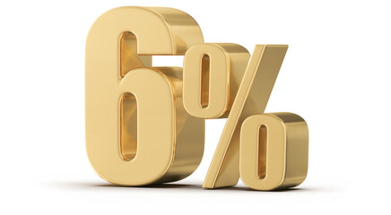 6 Percent Off Sale Gold Number 3D