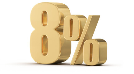 8 Percent Off Sale Gold Number 3D