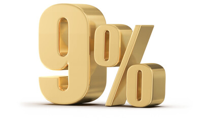 9 Percent Off Sale Gold Number 3D