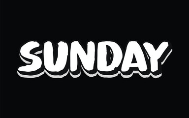 Sunday lettering. Modern banner with week day text. Sticker for planner. Day of week. Planning concept. Sunday typography logo design. Vector illustration.