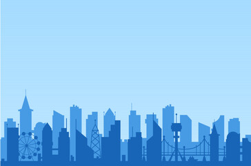 Obraz premium Cityscape with large modern buildings background. Silhouette of a modern city with skyscrapers