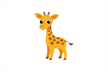 Obraz premium A curious baby giraffe looking around vector artwork illustration