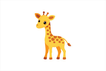 A curious baby giraffe looking around vector artwork illustration