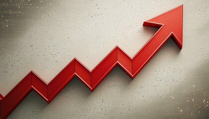 A red arrow pointing upwards on a textured white background, symbolizing growth or increase. Generative AI 