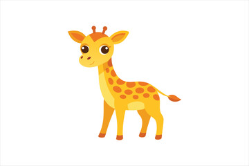 Fototapeta premium A curious baby giraffe looking around vector artwork illustration