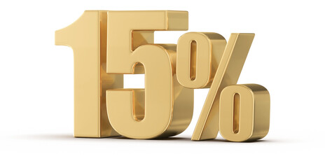 15 Percent Off Sale Gold Number 3D