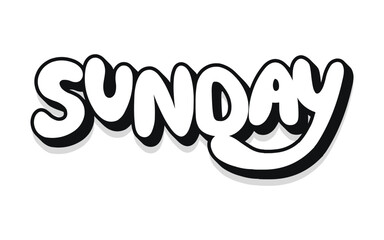 Sunday lettering. Modern banner with week day text. Sticker for planner. Day of week. Planning concept. Sunday typography logo design. Vector illustration.
