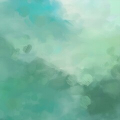 Abstract watercolor drawing featuring a palette of pale gray, blue, and green hues, with a dominant sage green color. Ideal art background for design purposes, showcasing elements of water and grunge