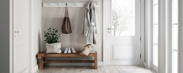 Minimalist hallway with an empty wall organizer.