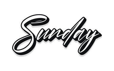 Sunday lettering. Modern banner with week day text. Sticker for planner. Day of week. Planning concept. Sunday typography logo design. Vector illustration.