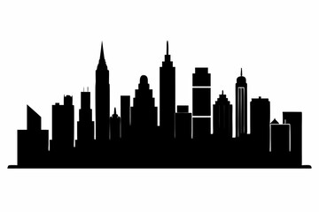 Fototapeta premium city skyline silhouette, Modern City Skyline Skyscrapers, City silhouette vector, Skyline urban border collection.
