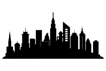 Naklejka premium city skyline silhouette, Modern City Skyline Skyscrapers, City silhouette vector, Skyline urban border collection.