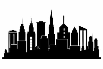 Obraz premium city skyline silhouette, Modern City Skyline Skyscrapers, City silhouette vector, Skyline urban border collection.