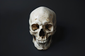 Fototapeta premium Human skull on black background,