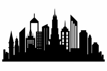 Obraz premium city skyline silhouette, Modern City Skyline Skyscrapers, City silhouette vector, Skyline urban border collection.