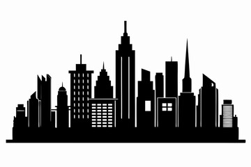 Fototapeta premium city skyline silhouette, Modern City Skyline Skyscrapers, City silhouette vector, Skyline urban border collection.