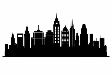 
city skyline silhouette, Modern City Skyline Skyscrapers, City silhouette vector, Skyline urban border collection.


