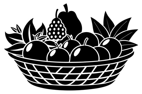black fruit basket clip art preview