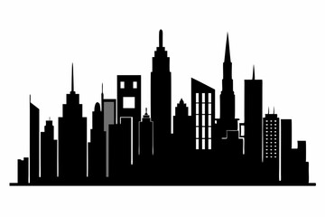 Obraz premium city skyline silhouette, Modern City Skyline Skyscrapers, City silhouette vector, Skyline urban border collection.