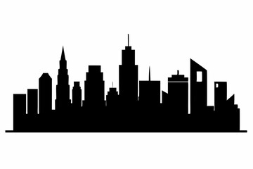 Fototapeta premium city skyline silhouette, Modern City Skyline Skyscrapers, City silhouette vector, Skyline urban border collection.