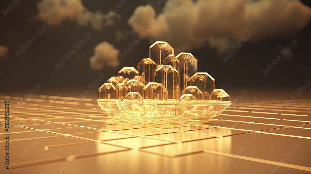 Aufkleber Data cloud structure concept with digital technology cloud sign for online backup and network compute power service.